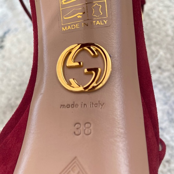 Gucci Leila Platform Suede Sandal Burgundy - Picture 10 of 16